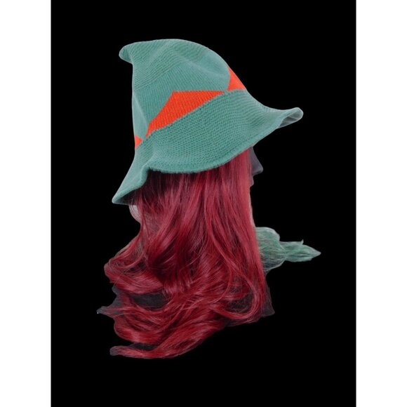 Green Knit Witch Hat - Soft Point Brim - New - Witchcore Cottagecore Hedge Witch - Picture 6 of 12